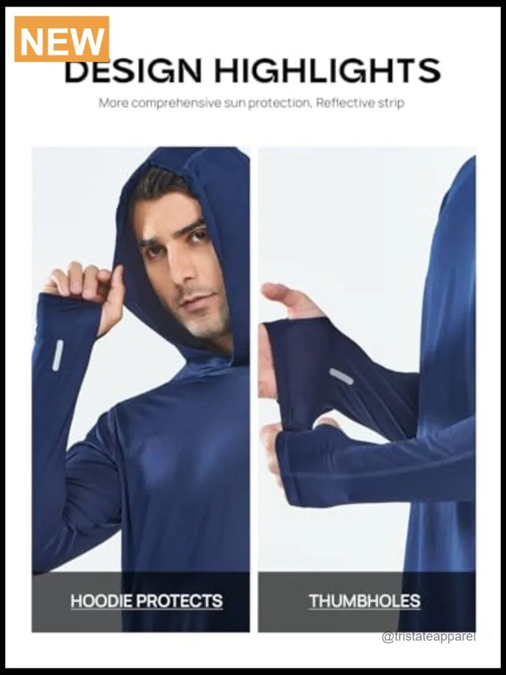 Men's UPF 50+ Sun Protection Hoodie Rash Guard Long Sleeve Fishing Shirt
